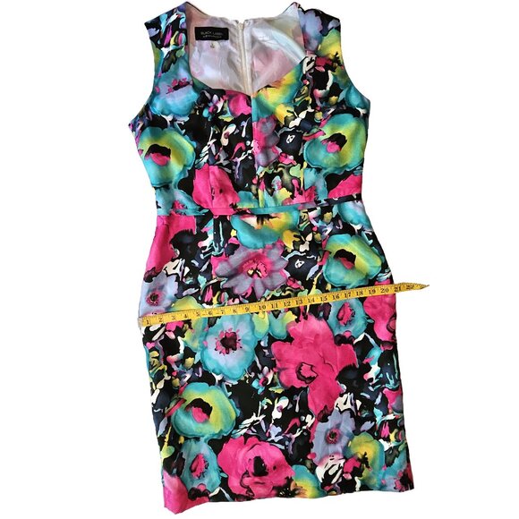 BLACK LABEL By EVAN PICONE Sleeveless Knee-Length Floral Watercolor Dress Size 8 - Picture 6 of 10